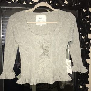 MC Guire  Grey Ruffled Sweater